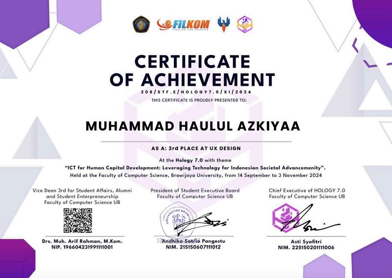 3rd Winner of UX Design Hology 7.0 - Media 1